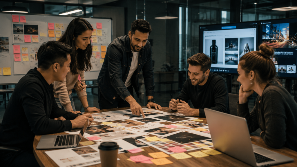 Creative digital marketing agency team planning a growth campaign.