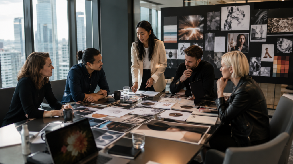 Creative agency team planning a branding and marketing strategy.